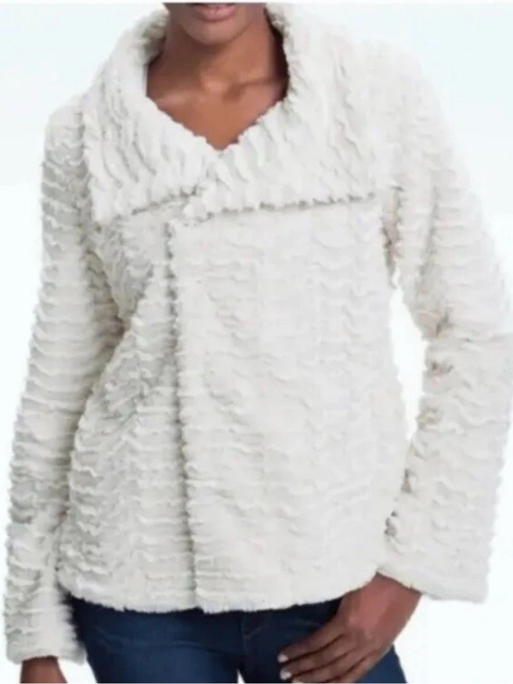 Patagonia Off-White Textured Teddy Fleece Jacket